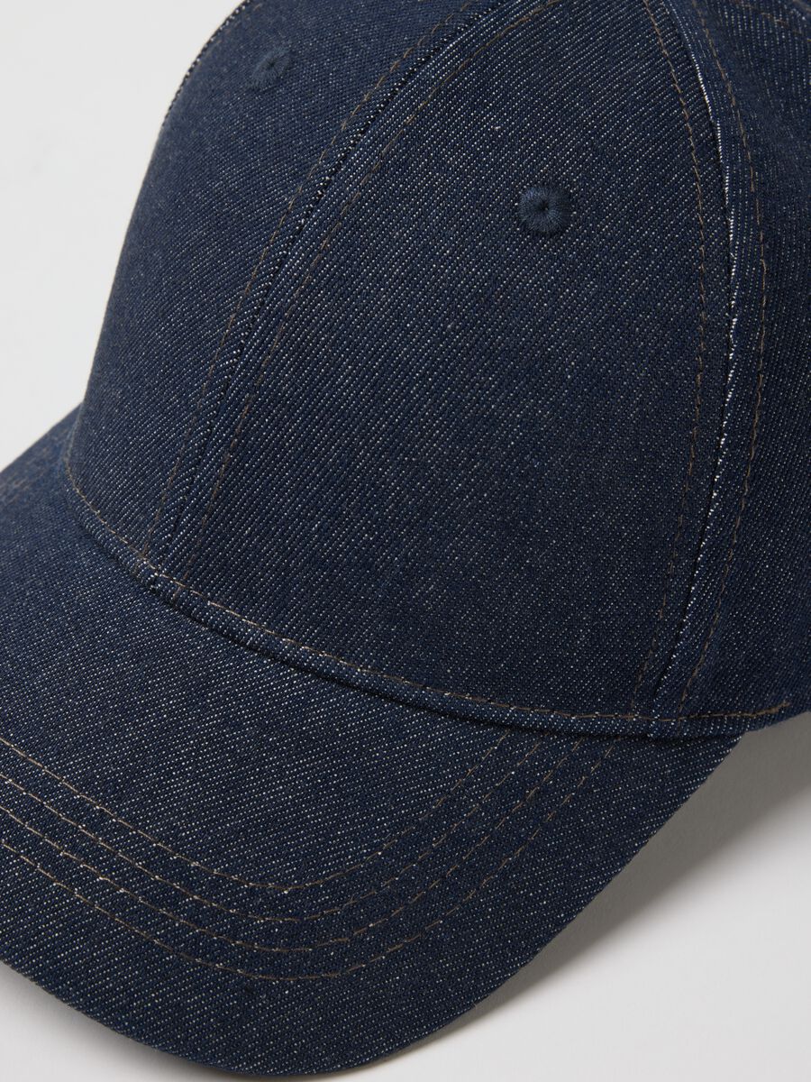 Cappello da baseball in puro cotone denim blu_2