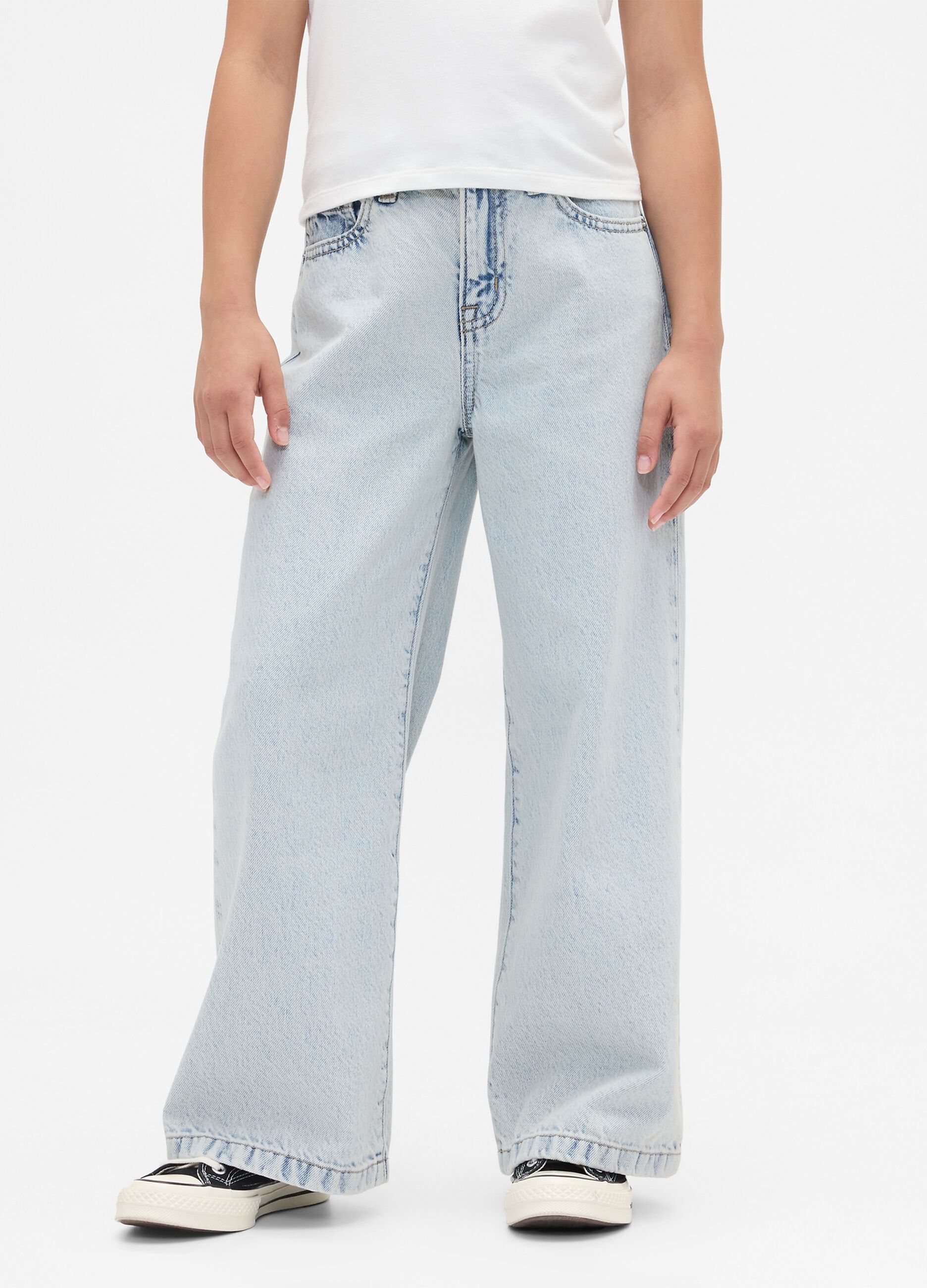Wide-leg denim trousers