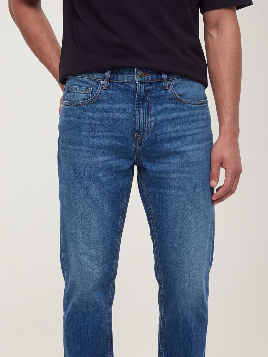 Regular fit pure cotton denim jeans_3