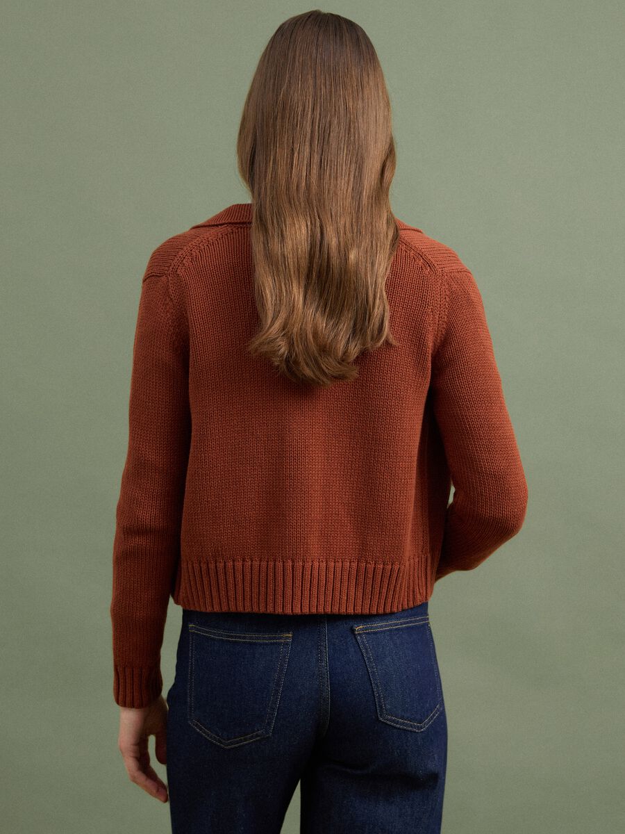 Red pure cotton cardigan with buttons, regular fit_3