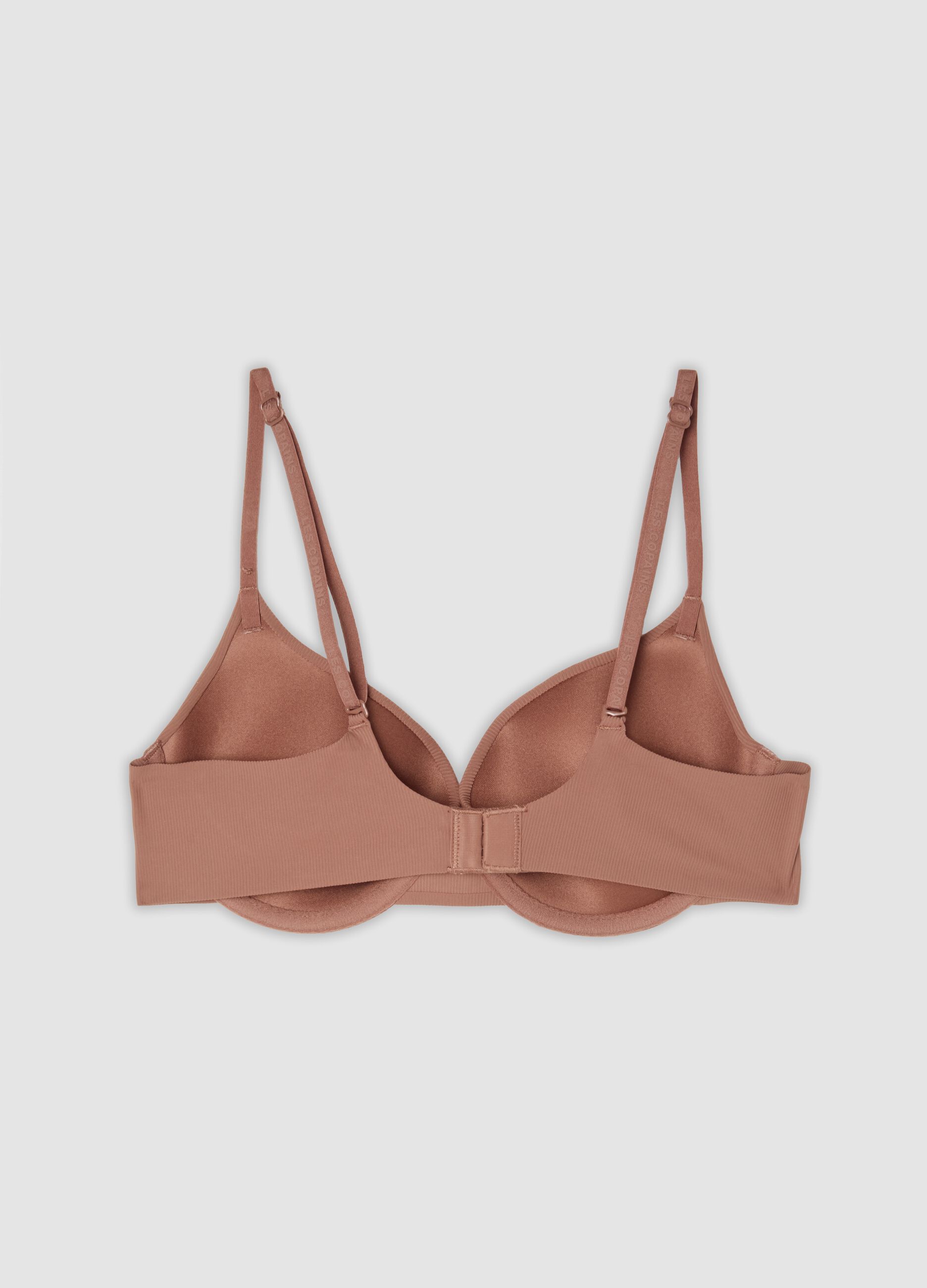 Brown padded stretch-fabric bra
