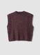 Brown crew-neck gilet in lyocell and wool blend_4