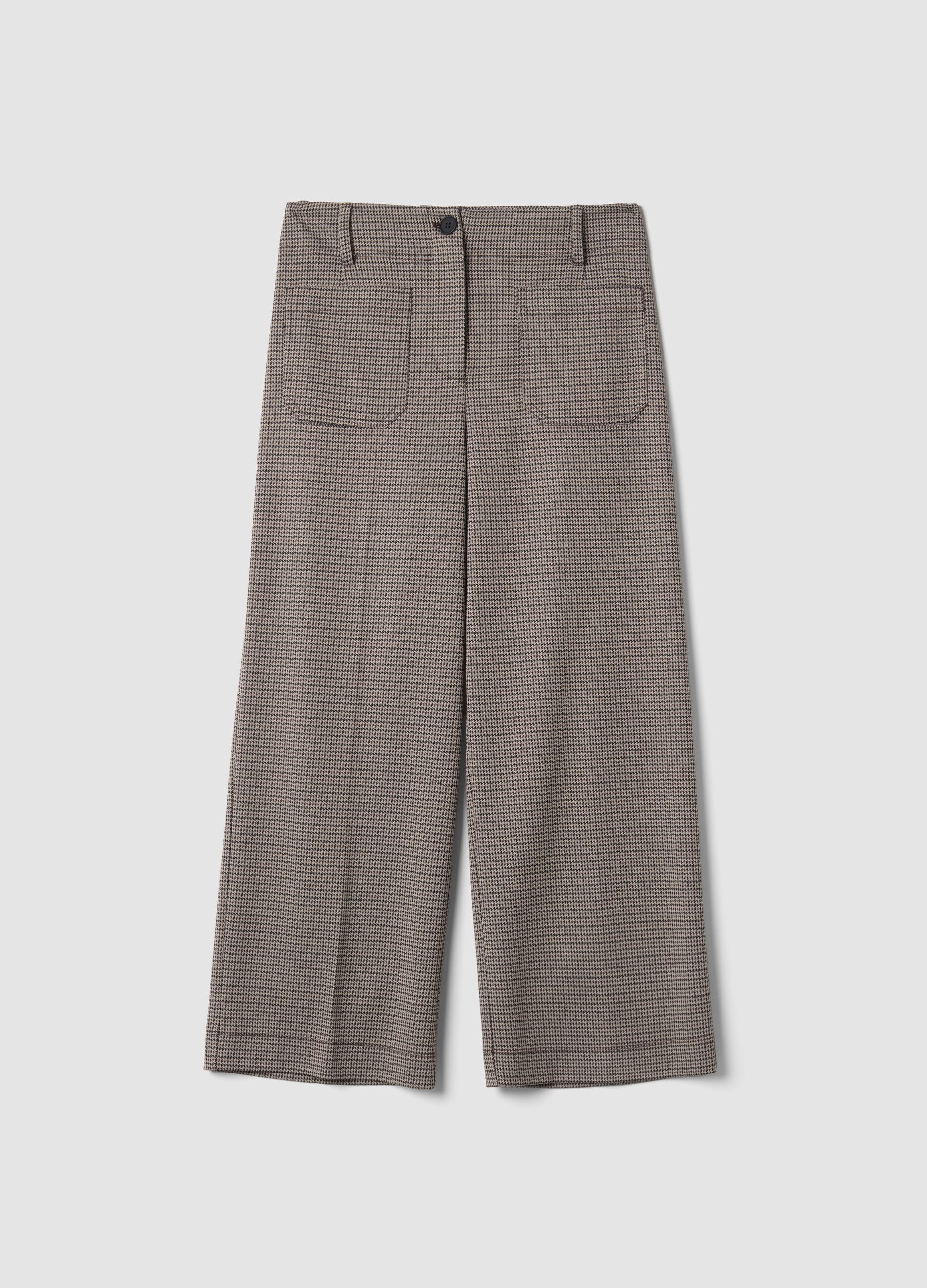 Beige stretch viscose culotte trousers