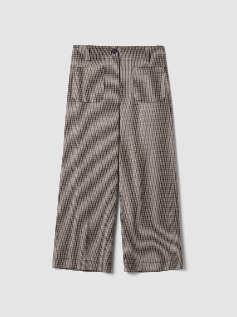 Beige stretch viscose culotte trousers_4