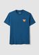 Blue pure cotton jersey T-shirt with print, regular fit_4