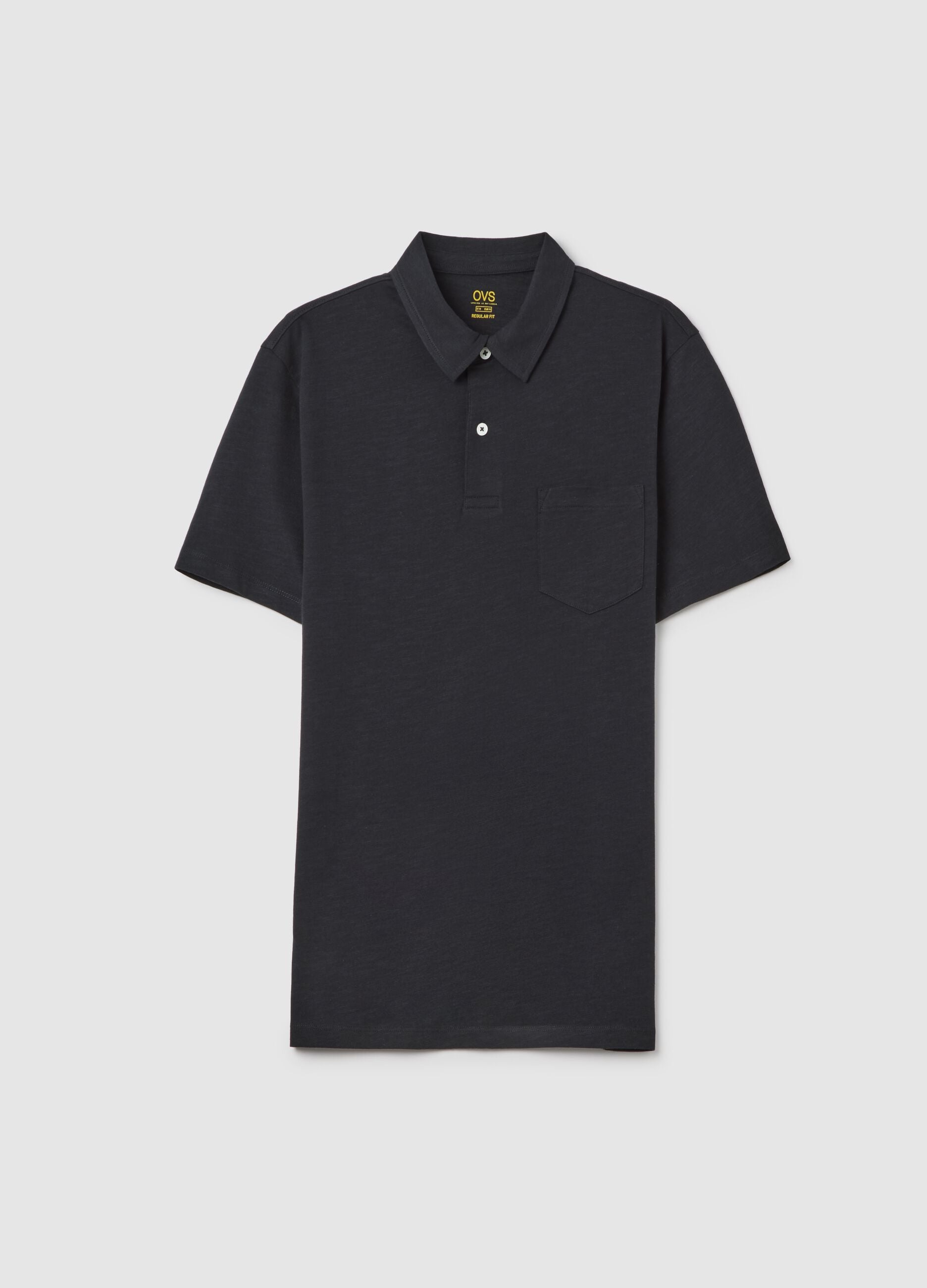 Men&rsquo;s black polo shirt in 100% cotton with regular fit