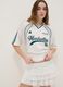 White relaxed fit V-neck t-shirt with sporty details_0