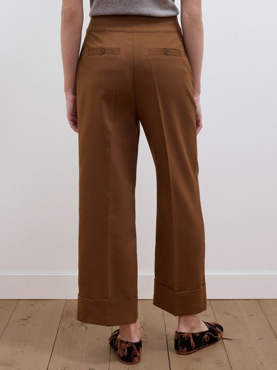 Brown stretch viscose formal trousers, straight fit_2