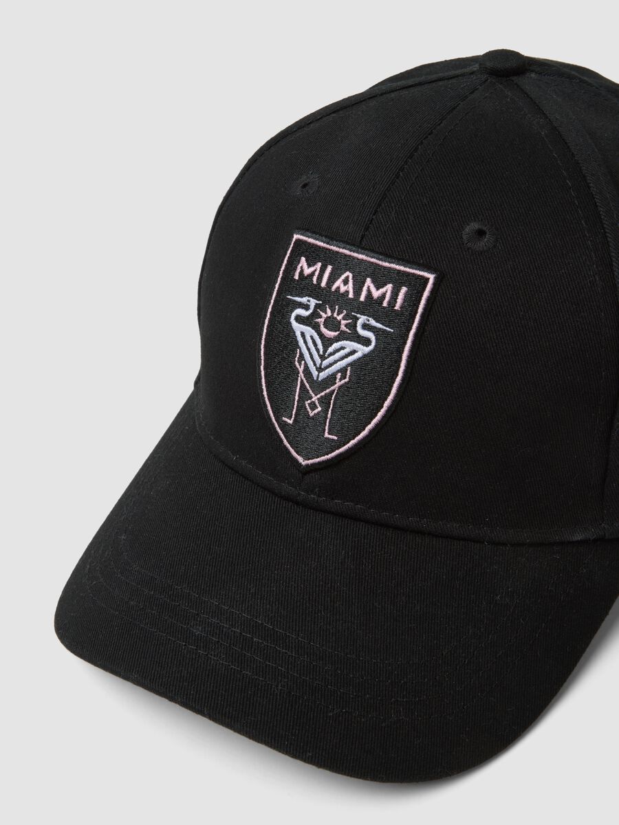 Cappellino nero in puro cotone con ricamo Inter Miami CF_2