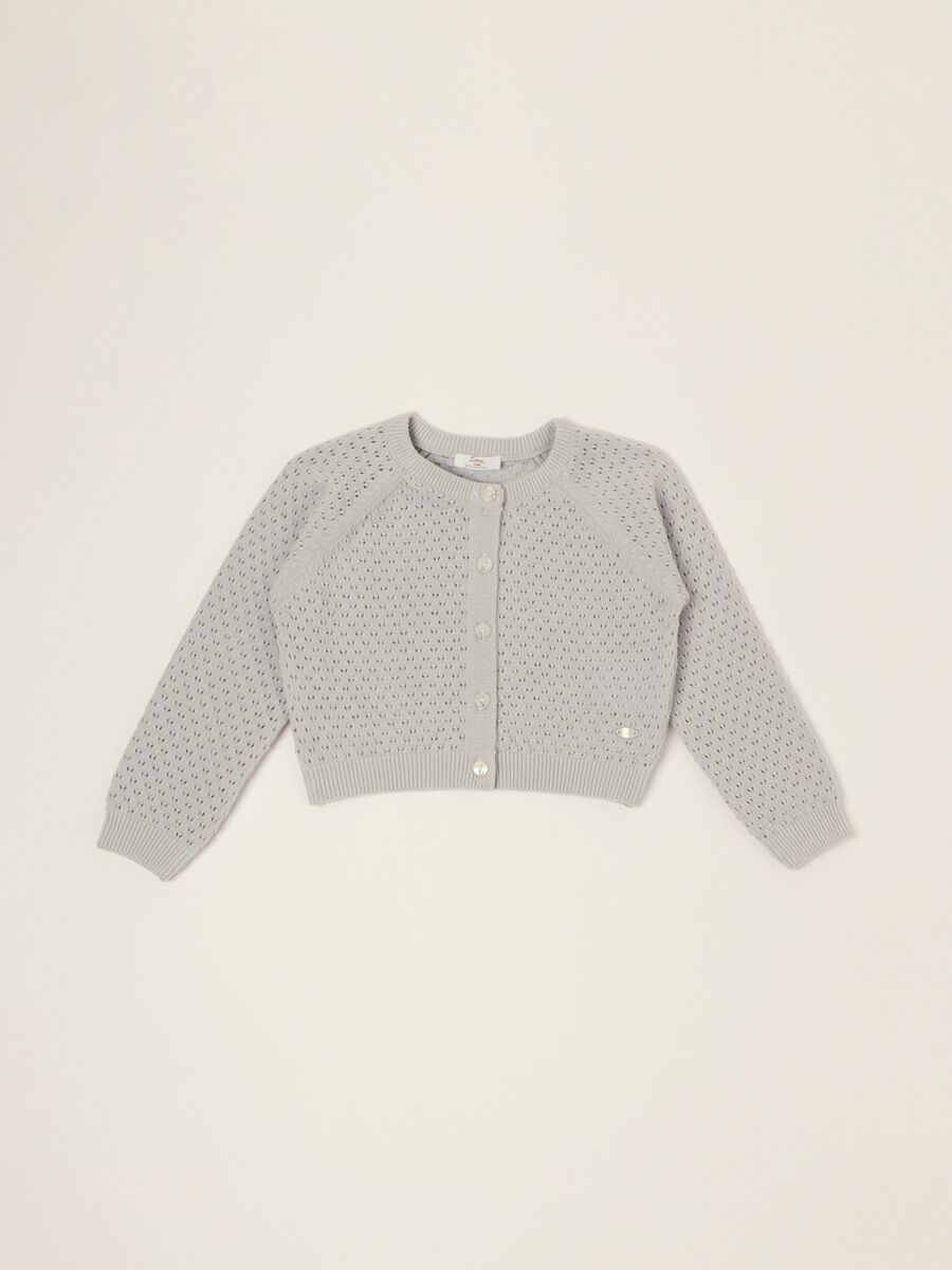 Cardigan grigio in puro cotone_0