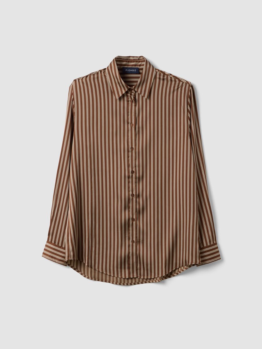Brown striped stretch-fabric shirt, regular fit_0