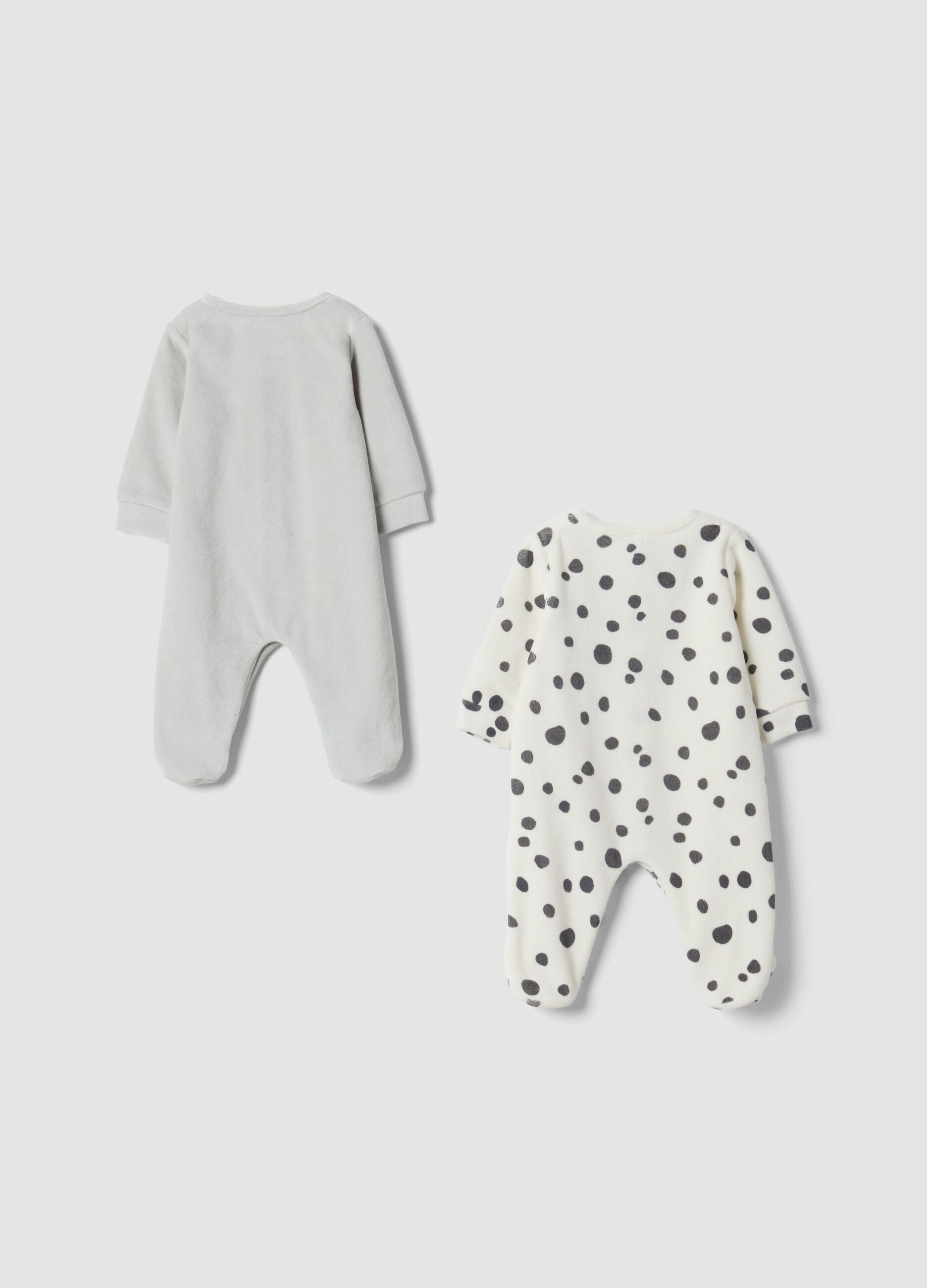 2-pack grey and white cotton-blend sleepsuits with 101 Dalmatians print