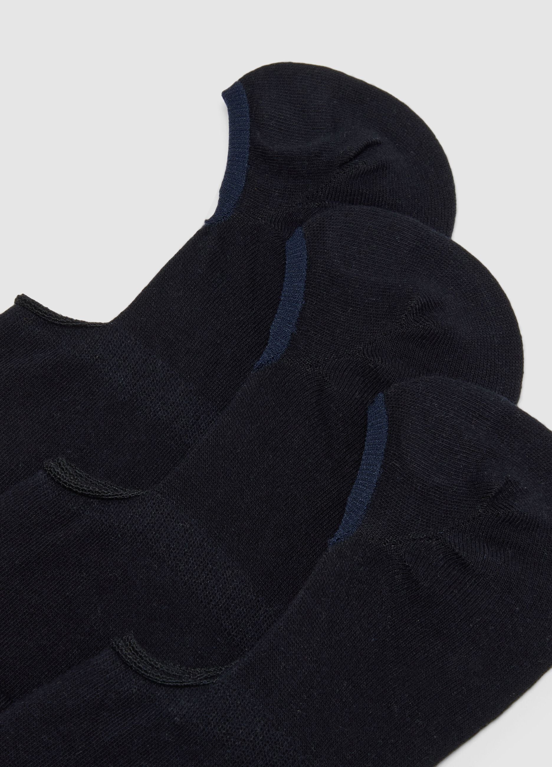 Triple pack of blue stretchy cotton blend sports socks