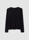 Black stretch viscose slim-fit T-shirt with front ruching_6