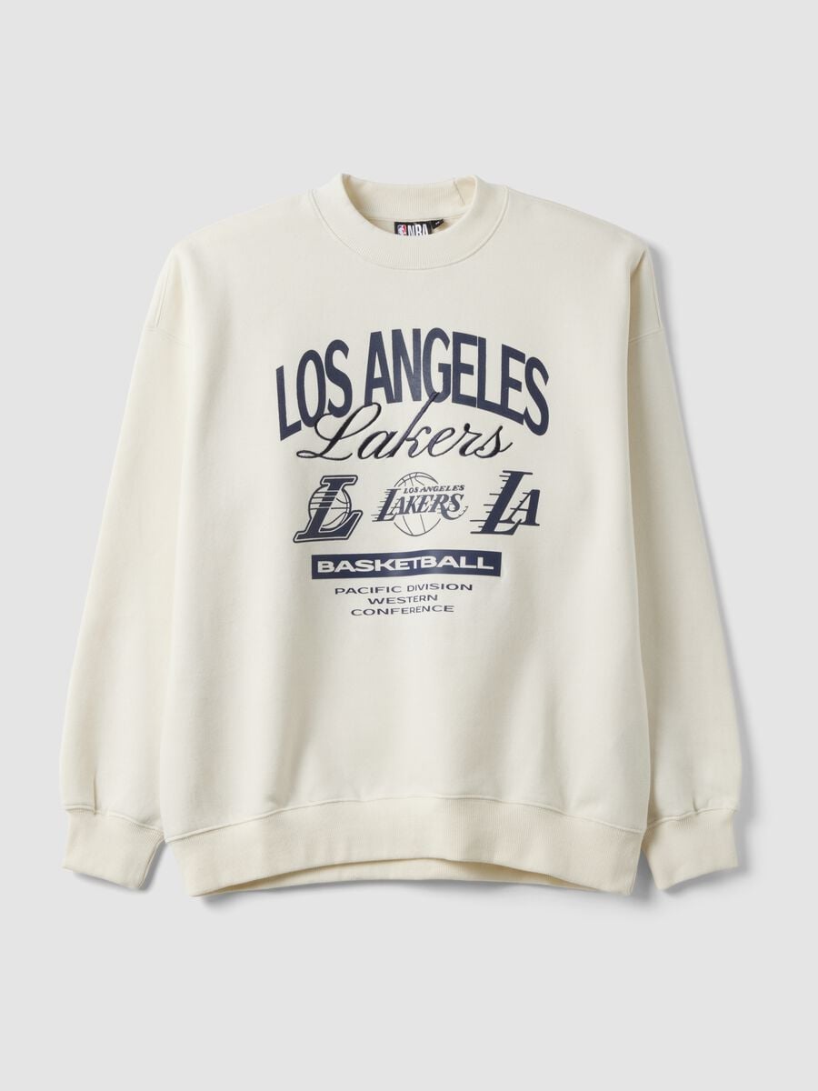 Felpa bianca in misto cotone con stampa Lakers_0