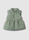 Green padded jacket for baby girls with floral embroidered design, regular fit_0