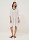 White cotton-viscose blend V-neck kaftan_0
