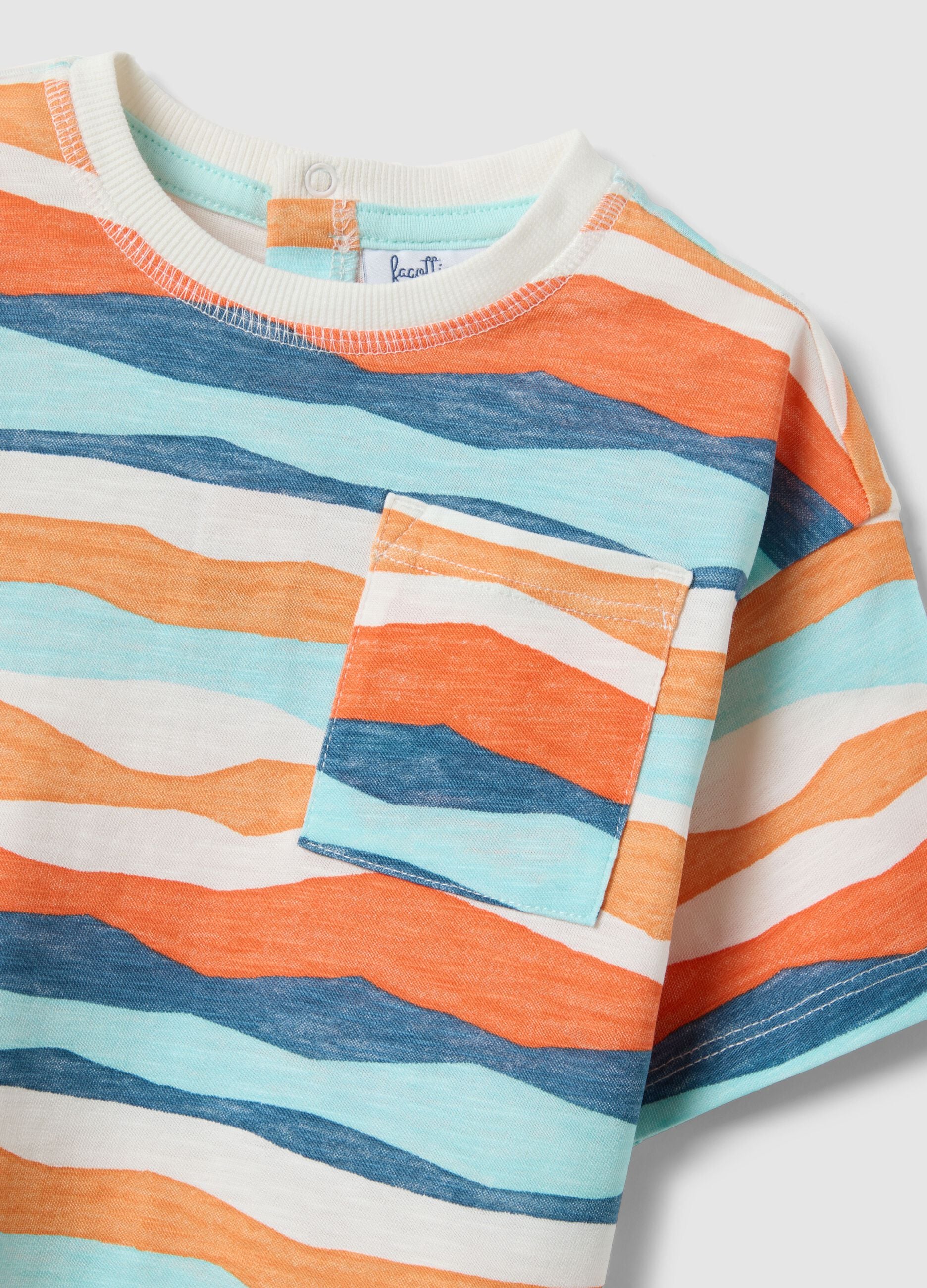 Multicolour striped pure cotton regular fit T-shirt for kids
