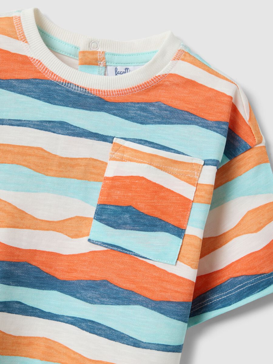 Multicolour striped pure cotton regular fit T-shirt for kids_3