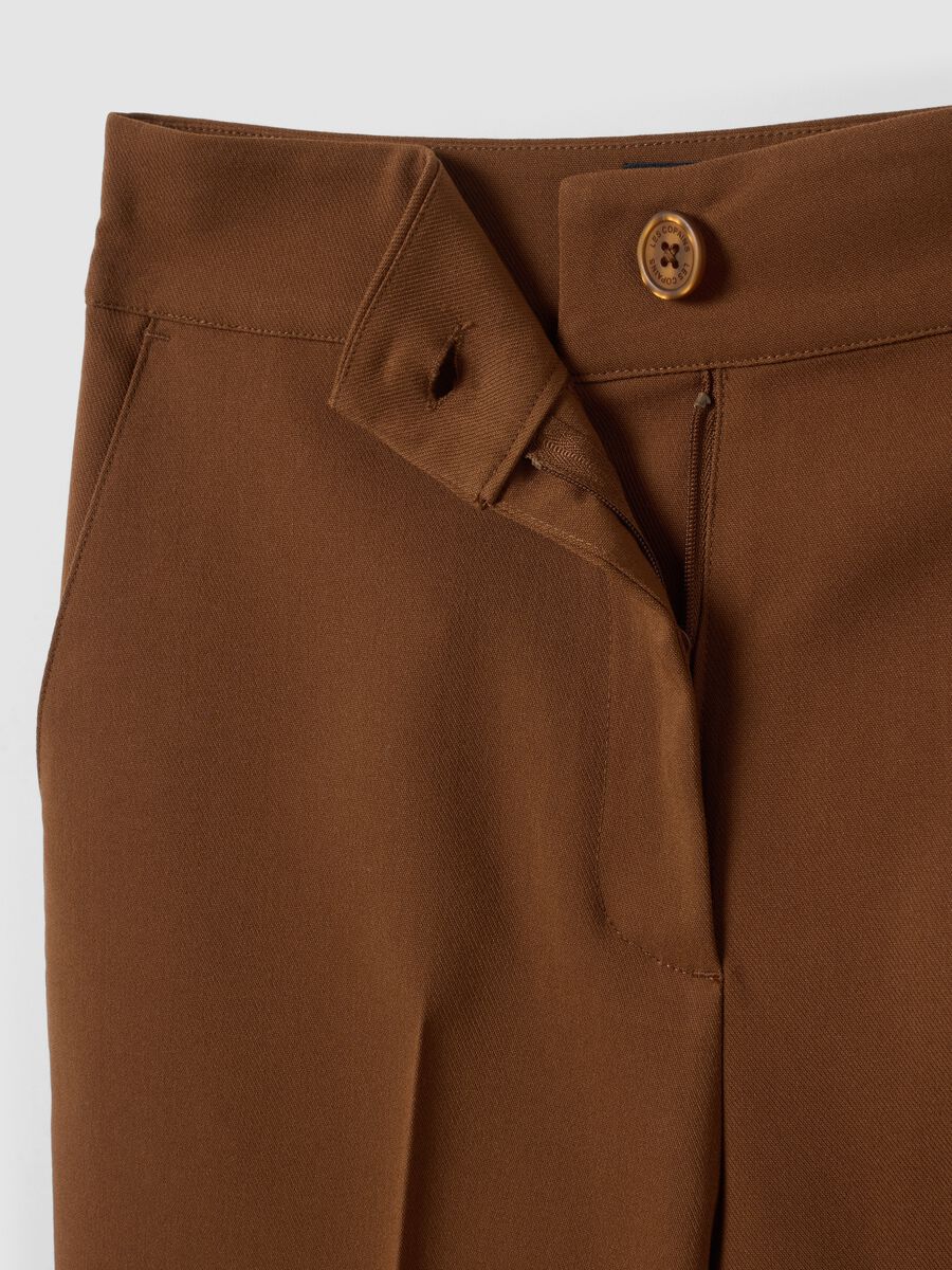 Brown stretch viscose formal trousers, straight fit_5