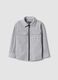 Grey ribbed shirt with zip and classic collar, oversized fit_0