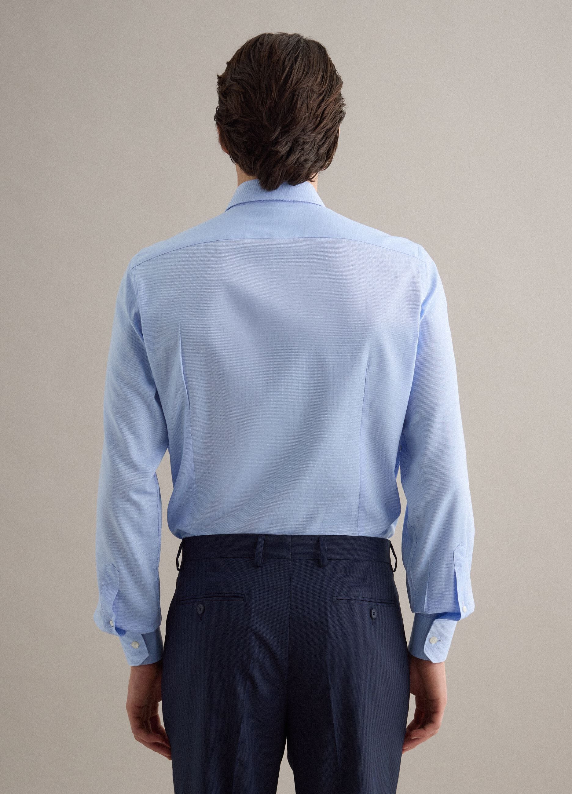 Blue pure cotton slim fit shirt