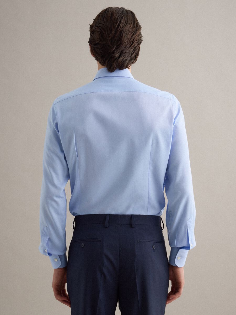 Camicia in puro cotone azzurra slim fit_2