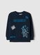 Oversized fit blue cotton blend Sonic print boys' sweatshirt_0