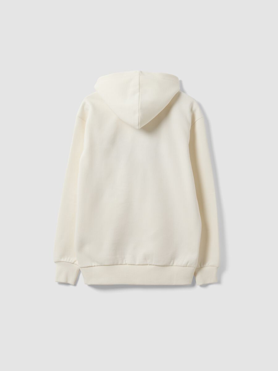 White cotton-blend hoodie with Chicago Bulls logo_1