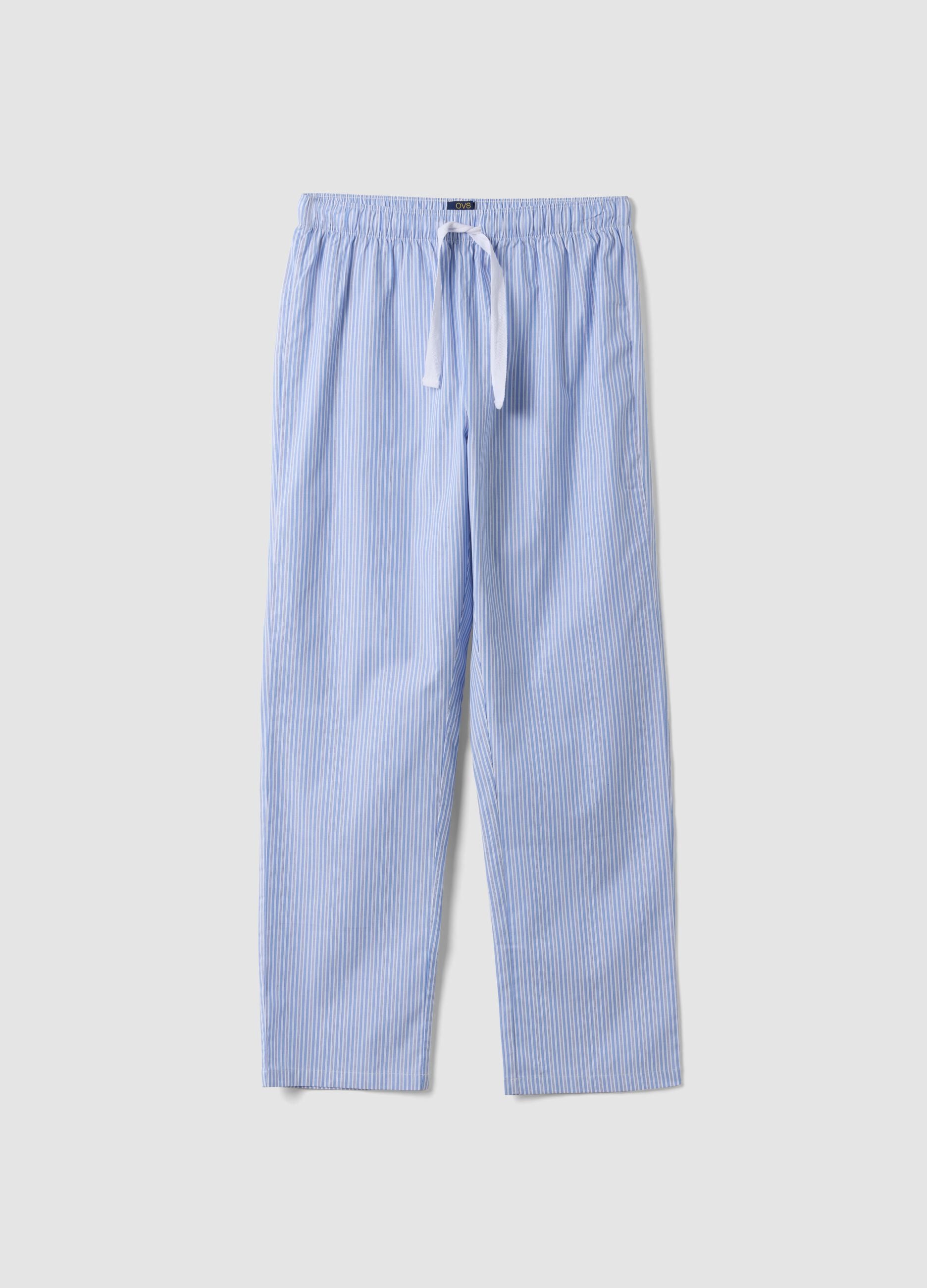 Blue striped organic cotton pyjama trousers