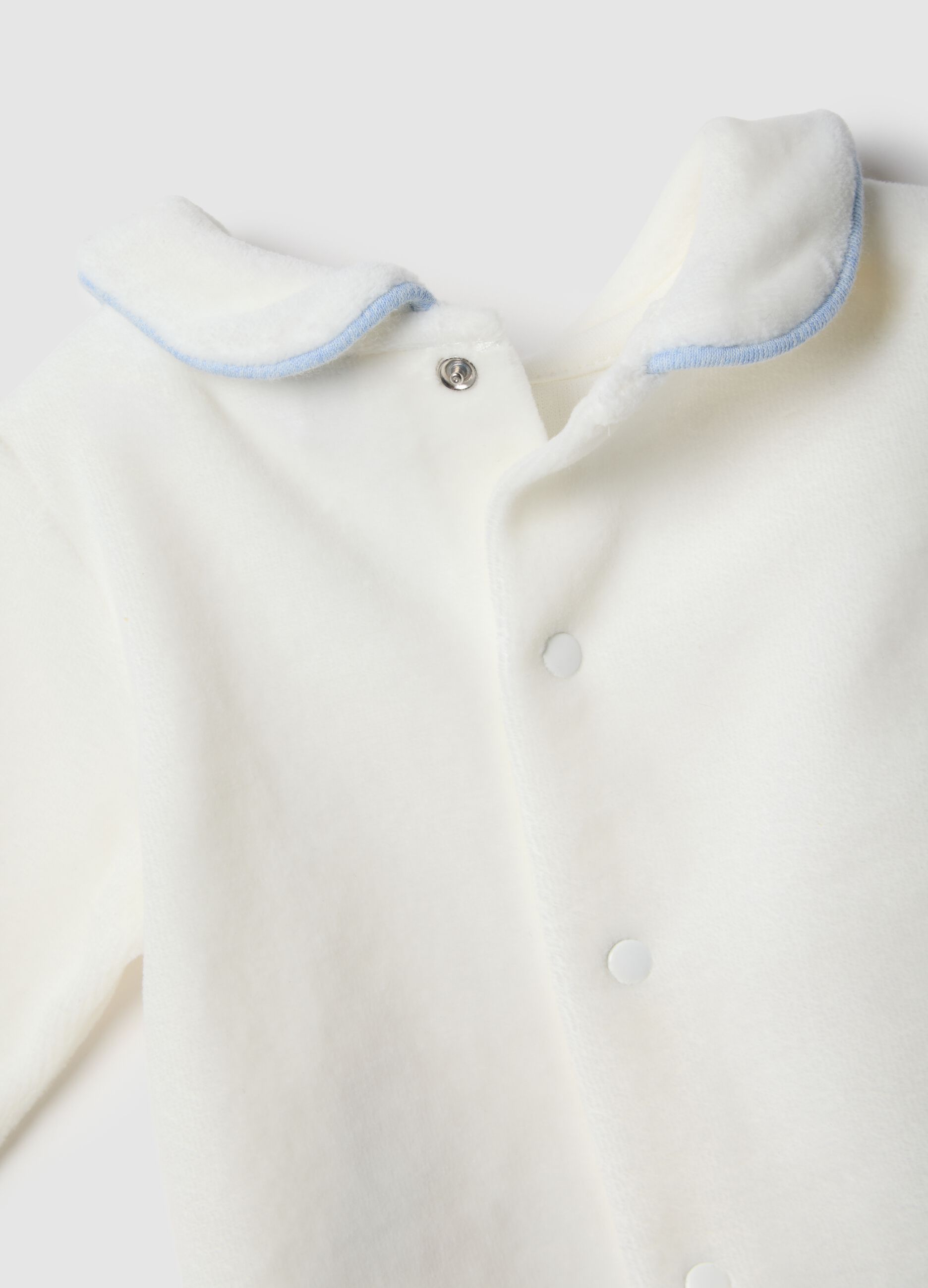 Baby set in white and blue cotton blend