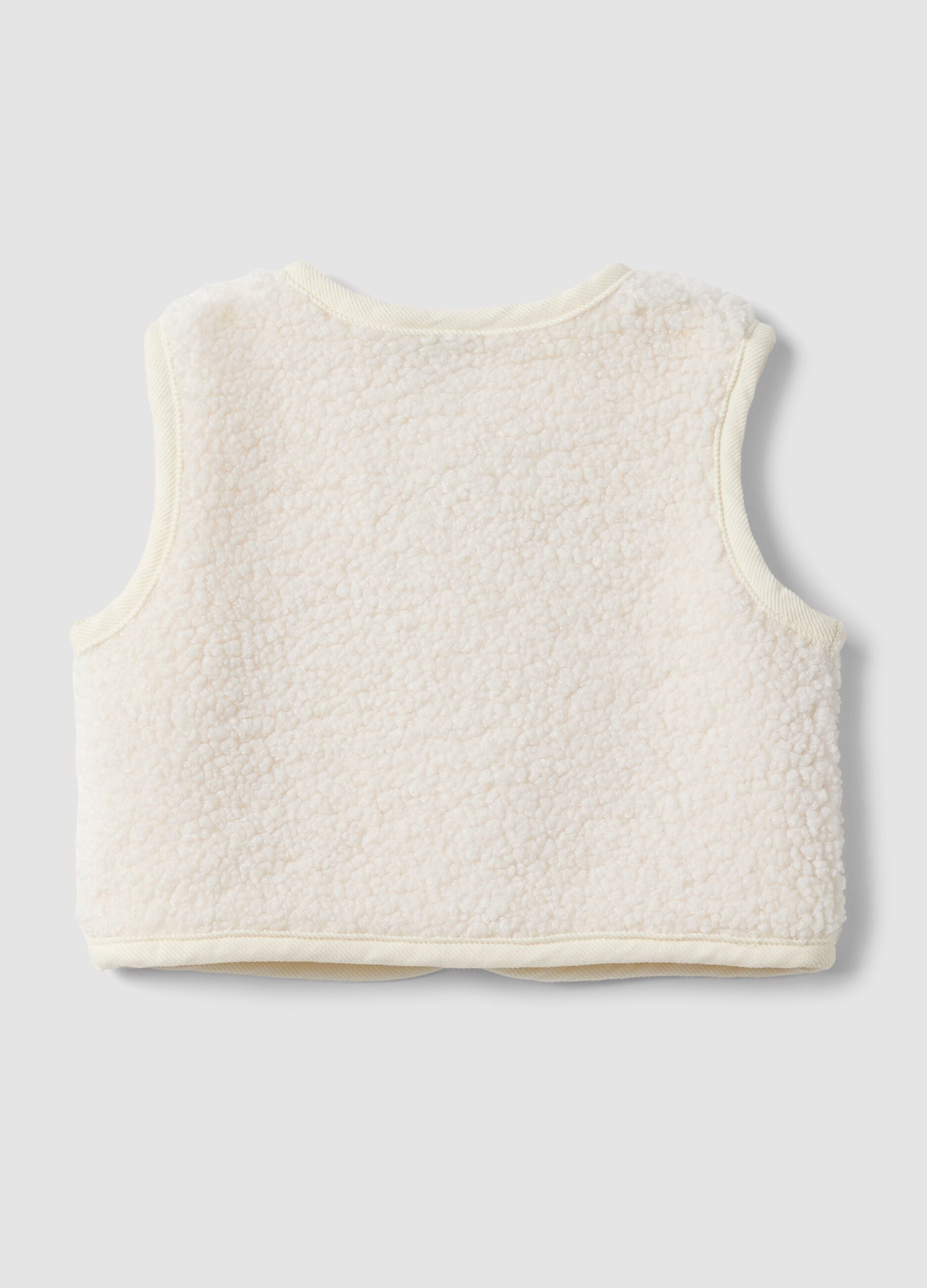 White teddy-effect gilet, regular fit