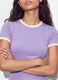 Purple fitted stretch cotton T-shirt with contrast trims_3