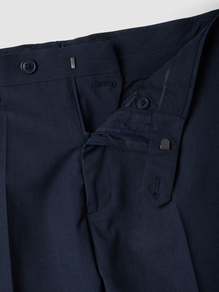 Pantaloni blu in viscosa elasticizzata regular fit_1