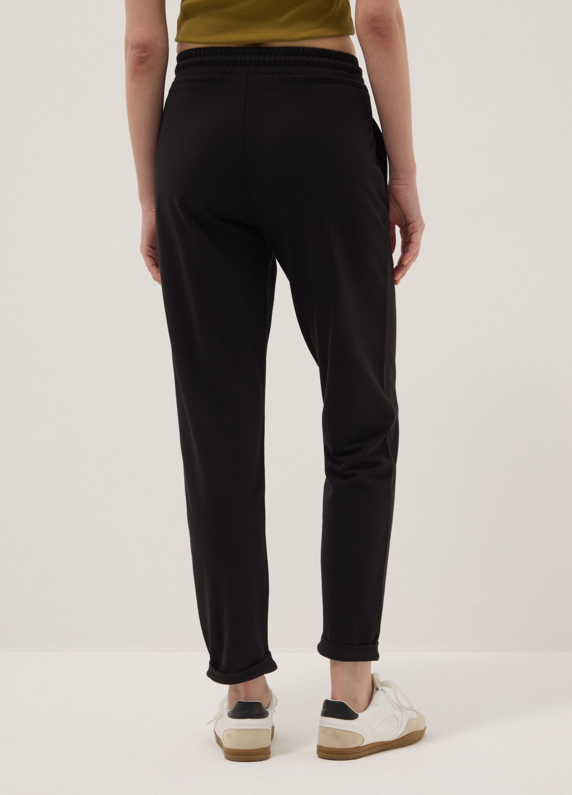 Black pure cotton joggers, regular fit