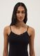 Slim fit black stretchy viscose camisole with lace_1