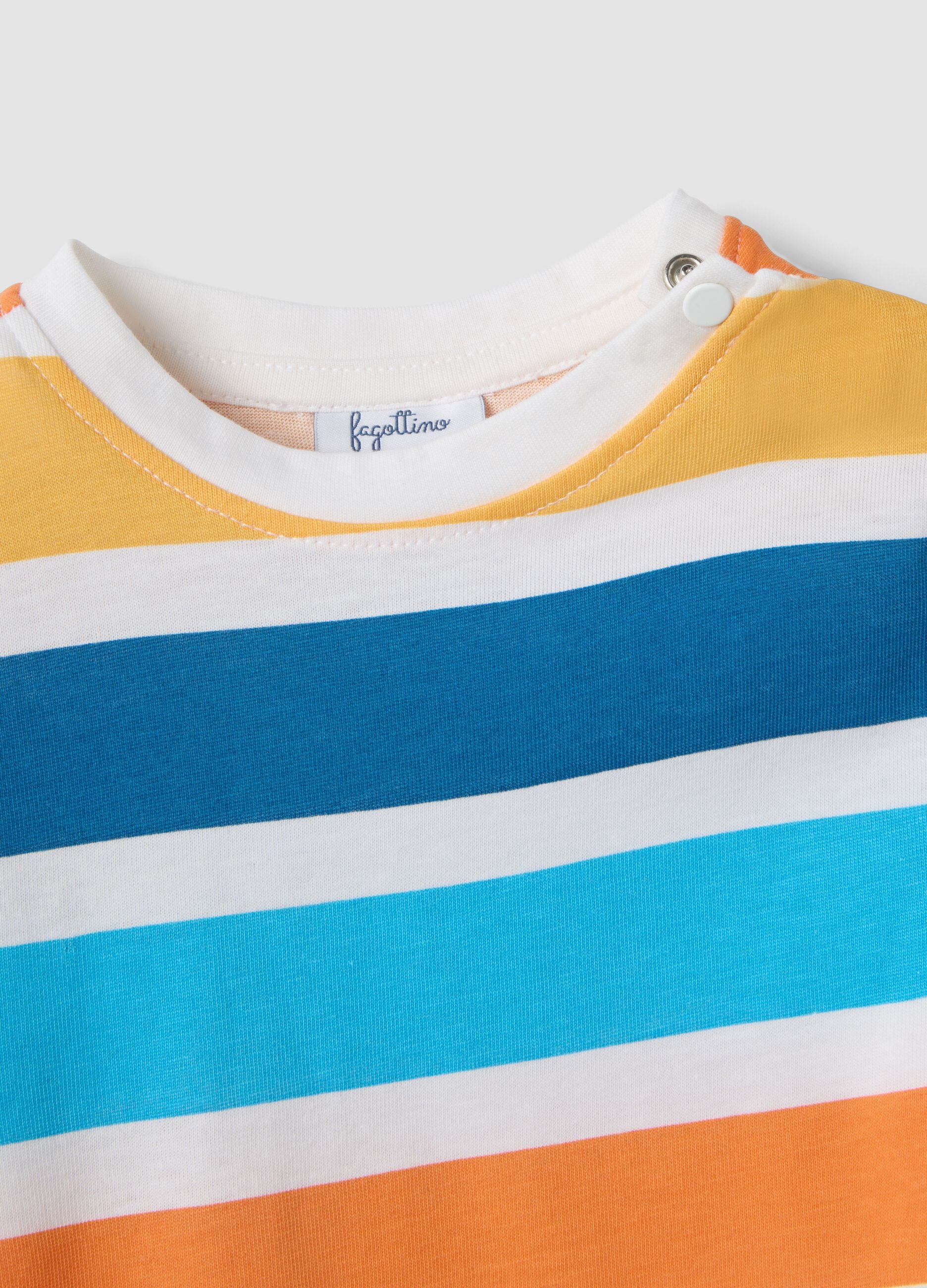 Boys&rsquo; multicolour striped pure cotton T-shirt, regular fit