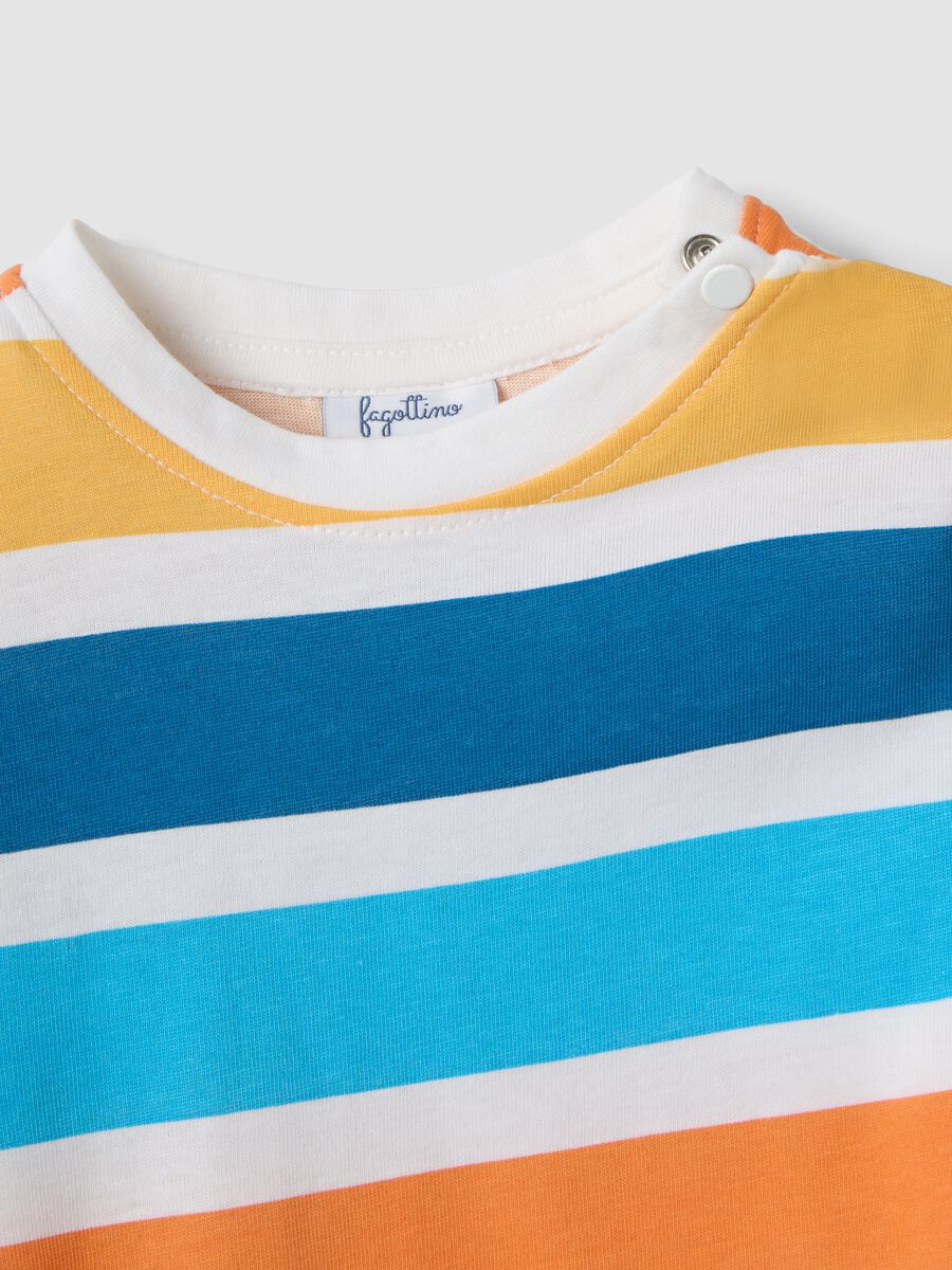 T-shirt in puro cotone a righe multicolor da bimbo regular fit_2