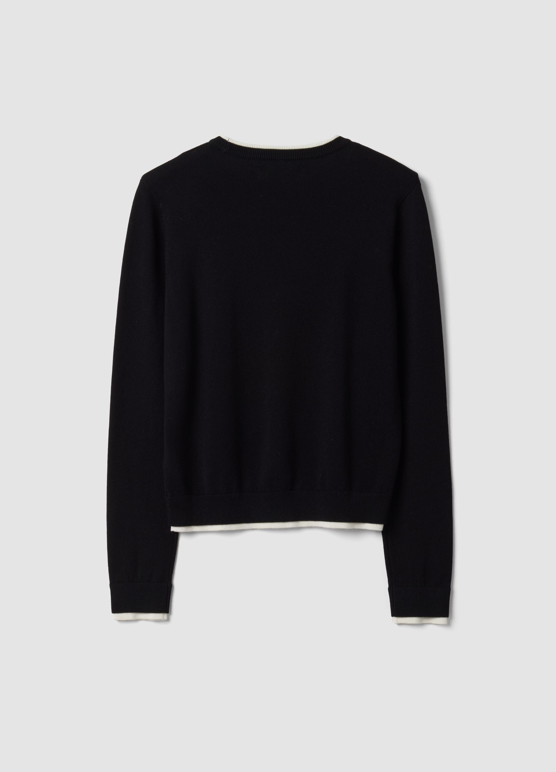 Black long-sleeved viscose-blend top