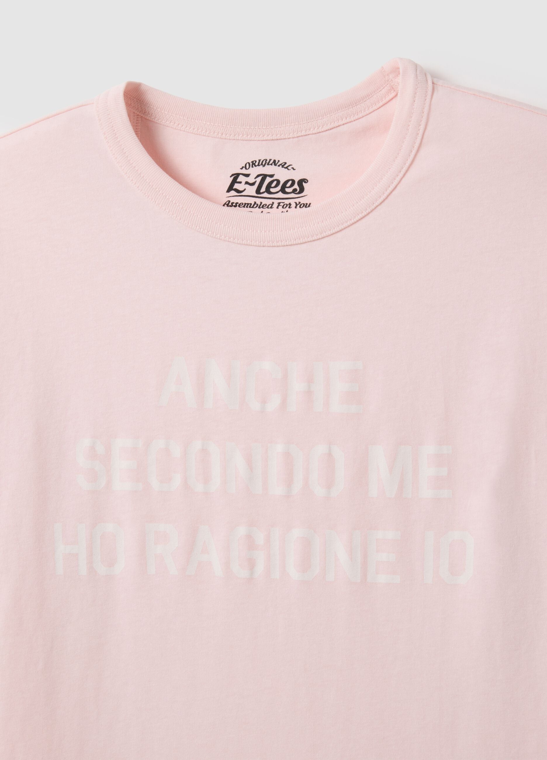 Pink pure cotton regular fit t-shirt with text