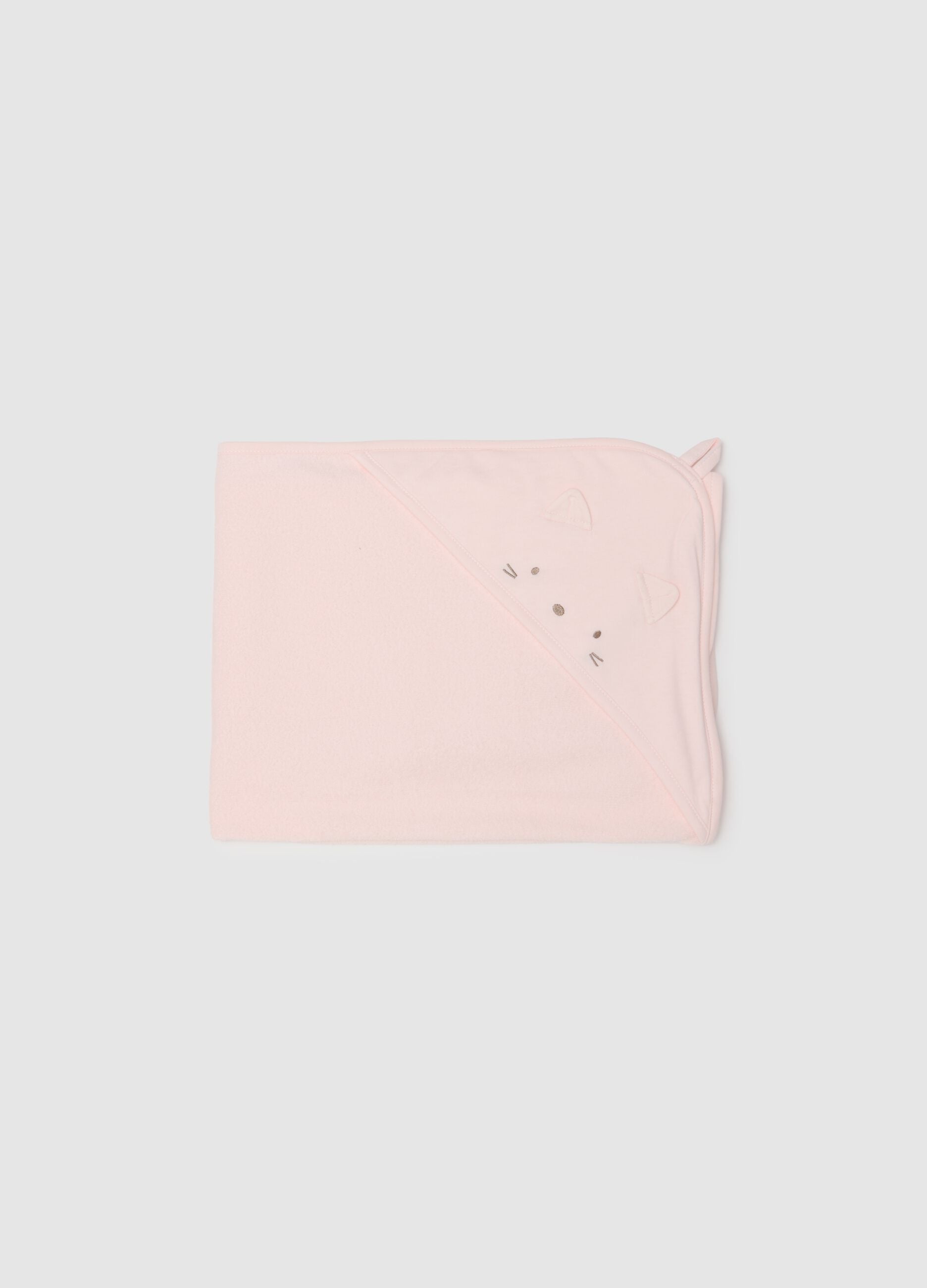 Regular fit pink baby girl bathrobe in cotton blend