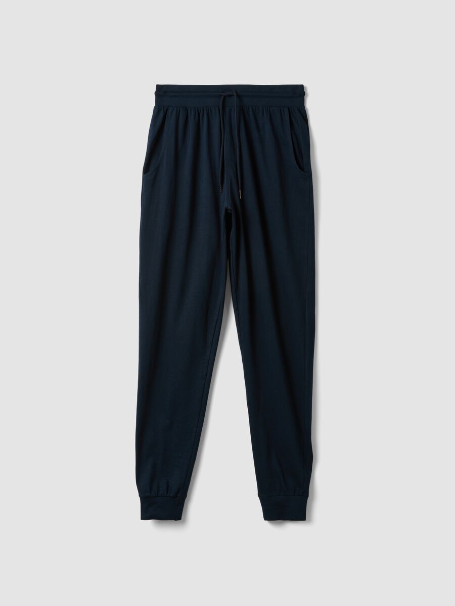 Blue organic cotton pyjama bottoms with drawstring_4