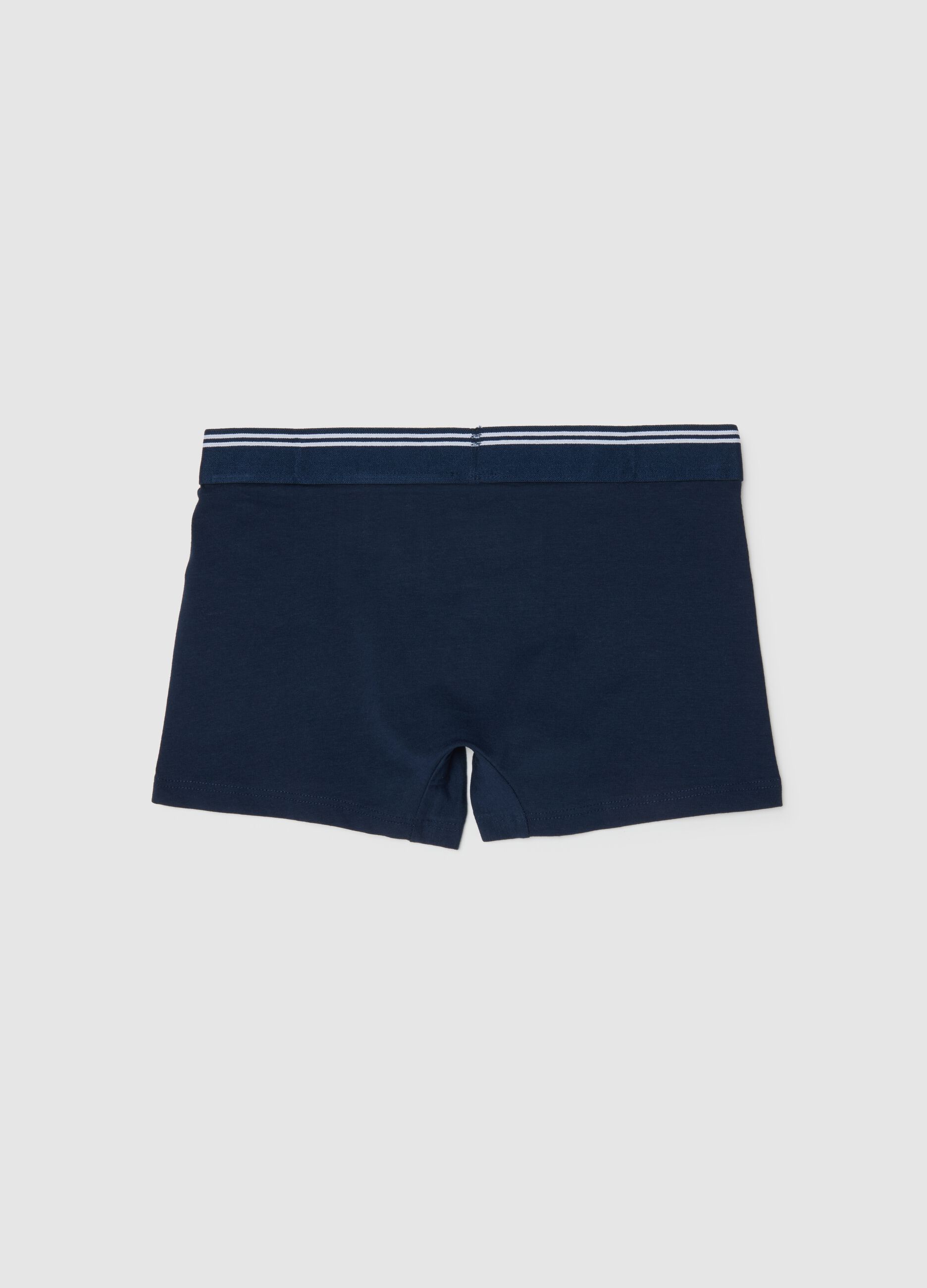 Regular fit boys' blue boxer shorts in stretch cotton