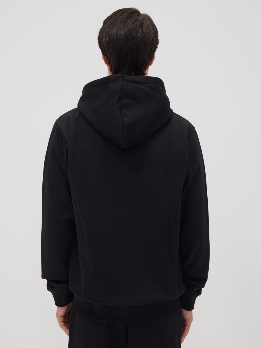 Black cotton-blend zip-up hoodie_3