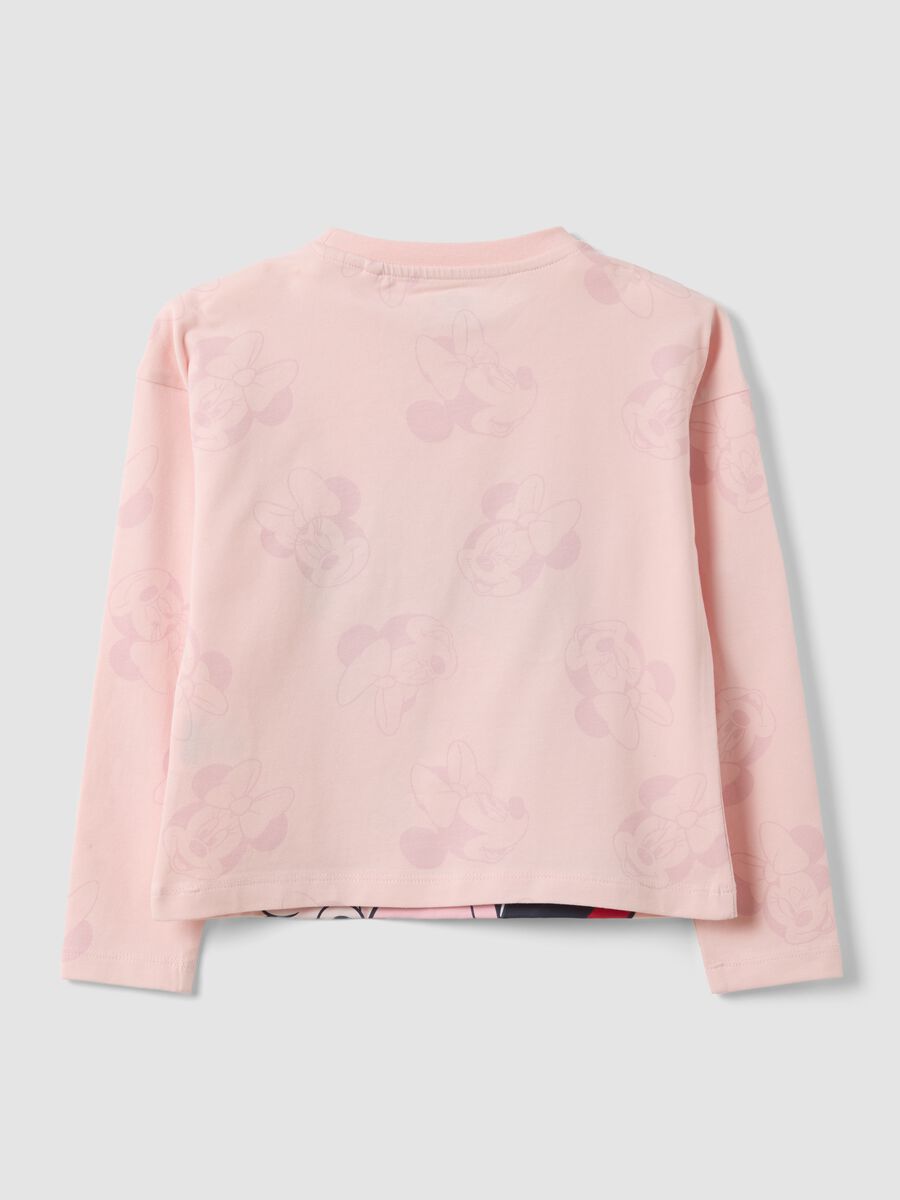 Pink stretch cotton crew-neck T-shirt with Minnie print_1