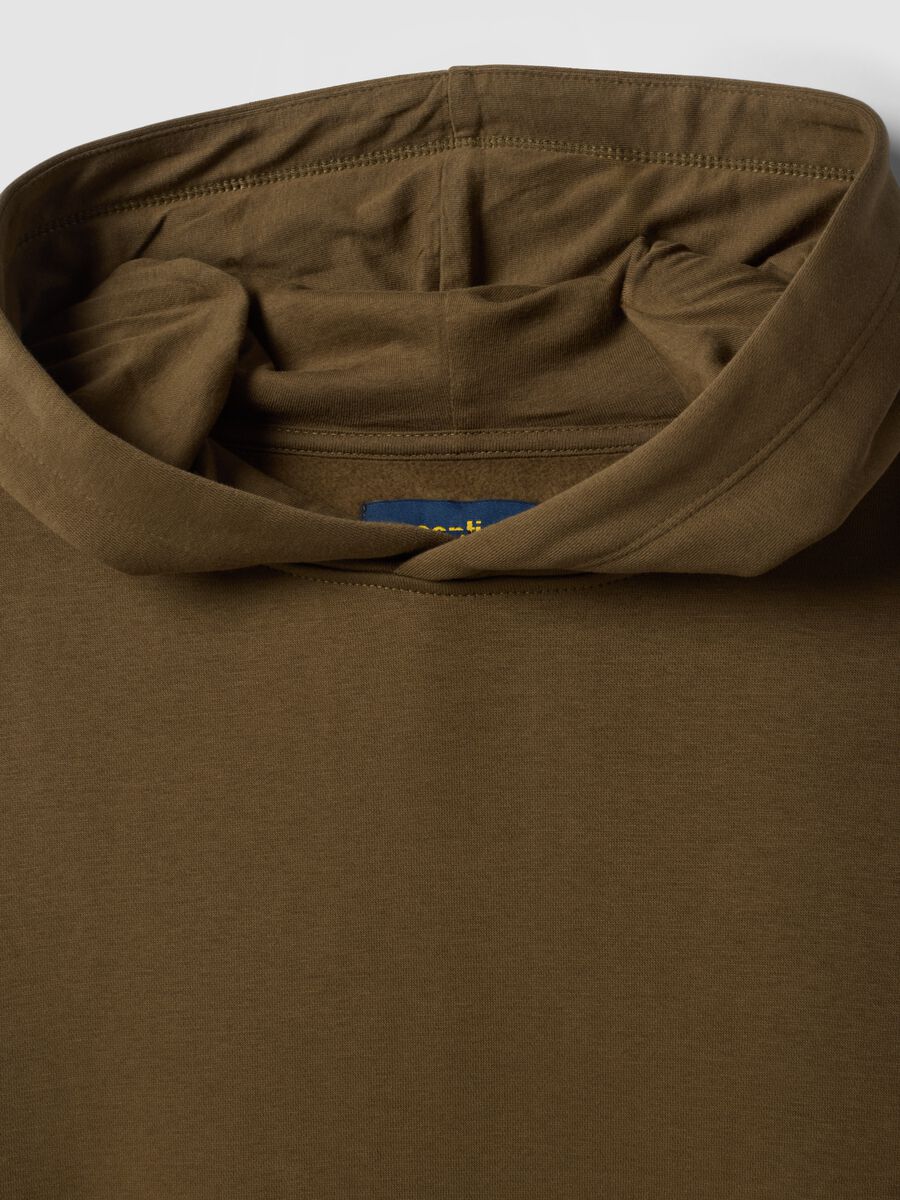 Felpa verde in misto cotone con cappuccio regular fit_2