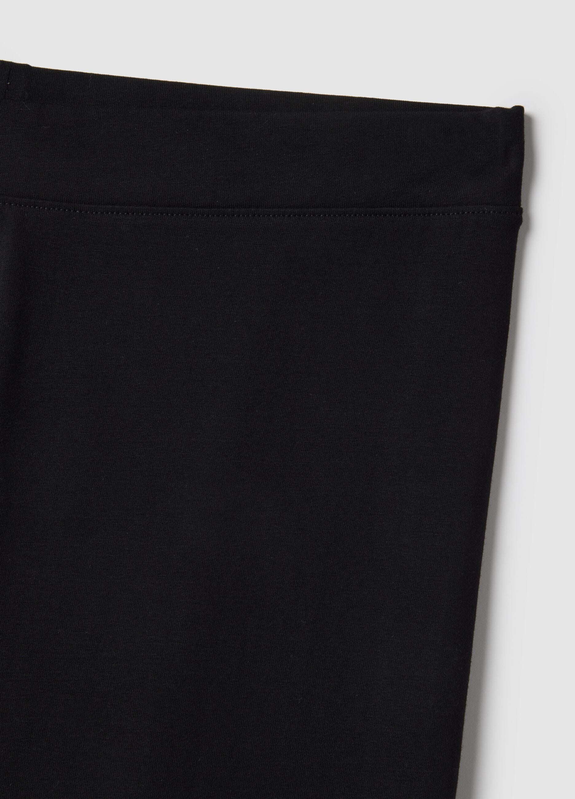 Black stretch cotton flare leggings