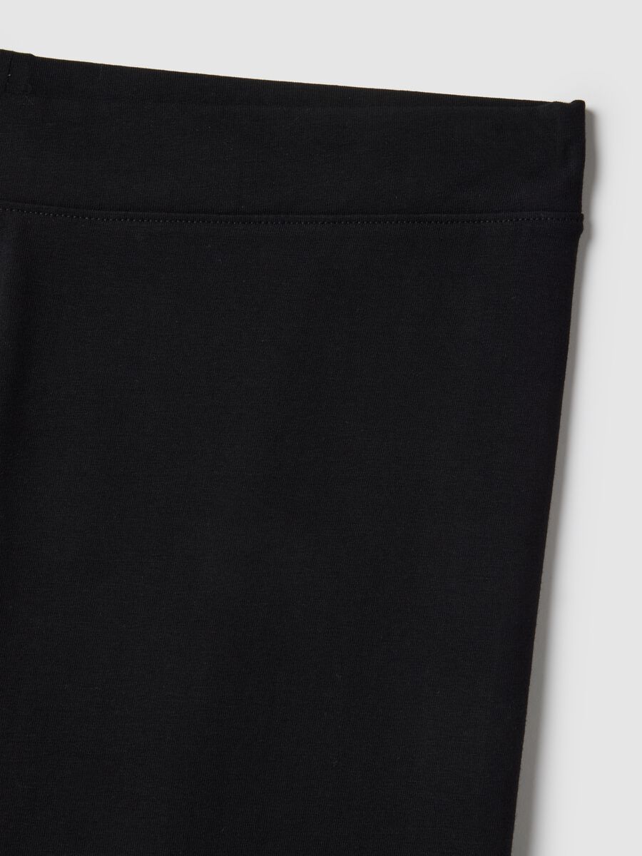 Black stretch cotton flare leggings_5