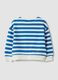 Blue and White Striped Pure Cotton Oversized Sweatshirt for Baby Boy_1