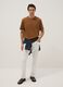 Relaxed fit brown cotton crew neck t-shirt_0